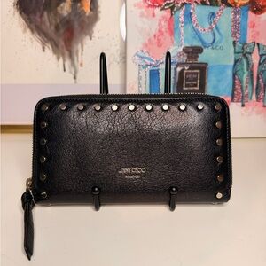 Jimmy Choo Black Leather Studded Wallet